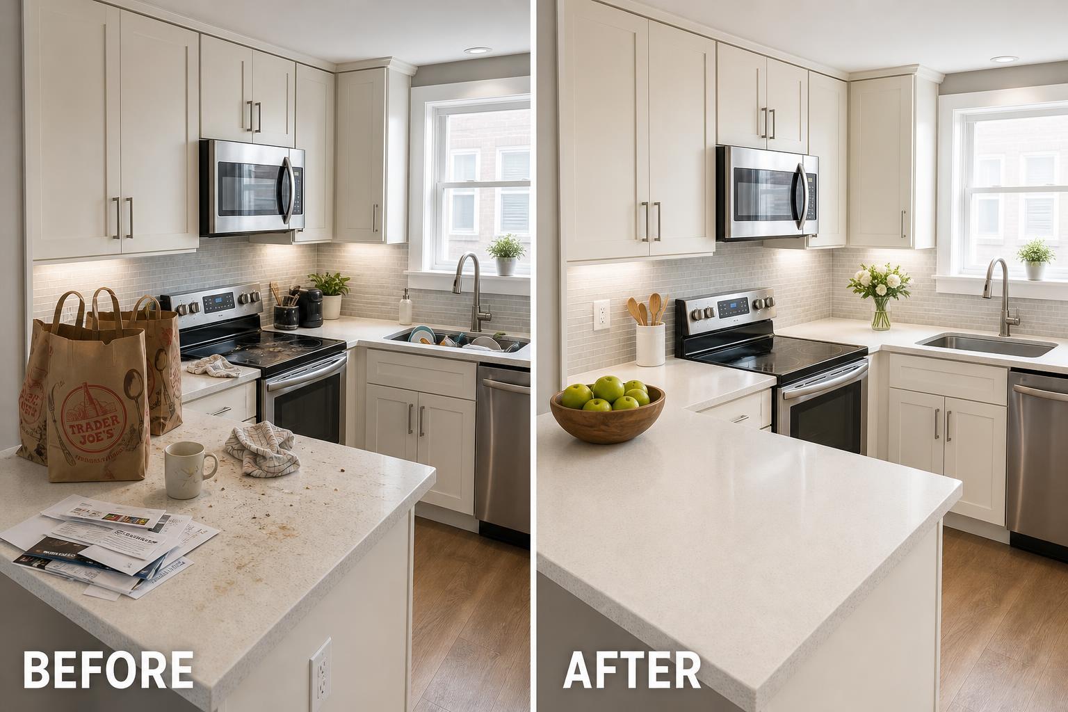 Deep kitchen cleaning before and after by NovoKlean cleaning services near me in LA